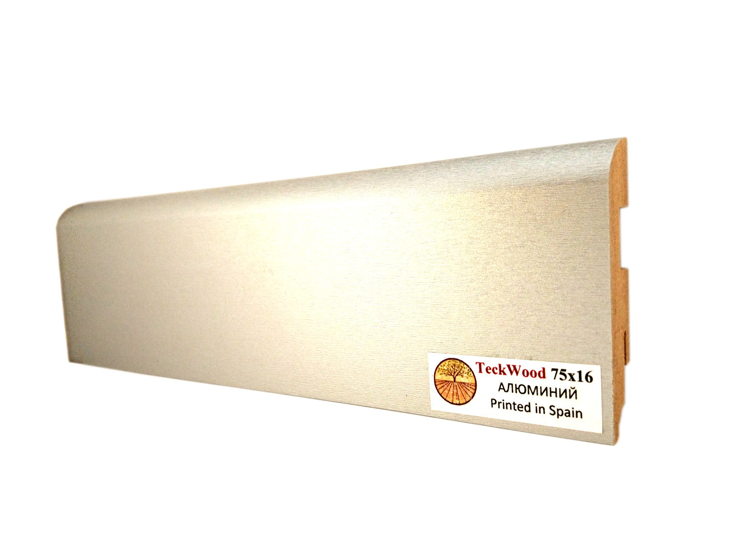 Плинтус МДФ ламинированный TeckWood Алюминий 2150×75×16